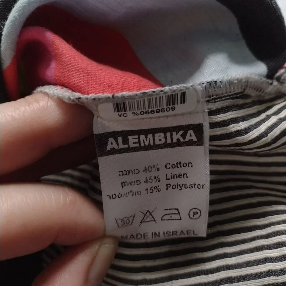 Alembika Mixed Striped Relaxed Fit Blouse S Linen Cotton Blend Vibrant Top - Picture 8 of 11